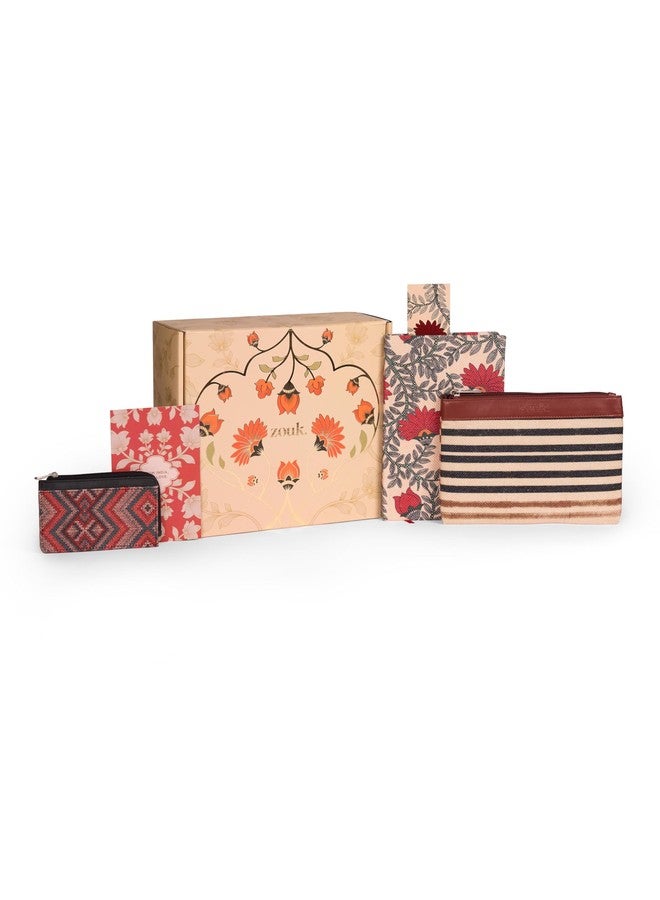 ZOUK علبة هدايا نوابي كوتور | مستوحاة من لوحات مادوباني | حافظة بطاقات، حقيبة متعددة الاستخدامات، مفكرة، وفاصل كتب | طقم هدايا ثقافي أنيق للمناسبات الشخصية والاحتفالية - Image 1